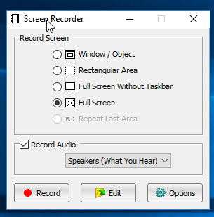 Giao diện của tính năng screen recorder – FSCapture